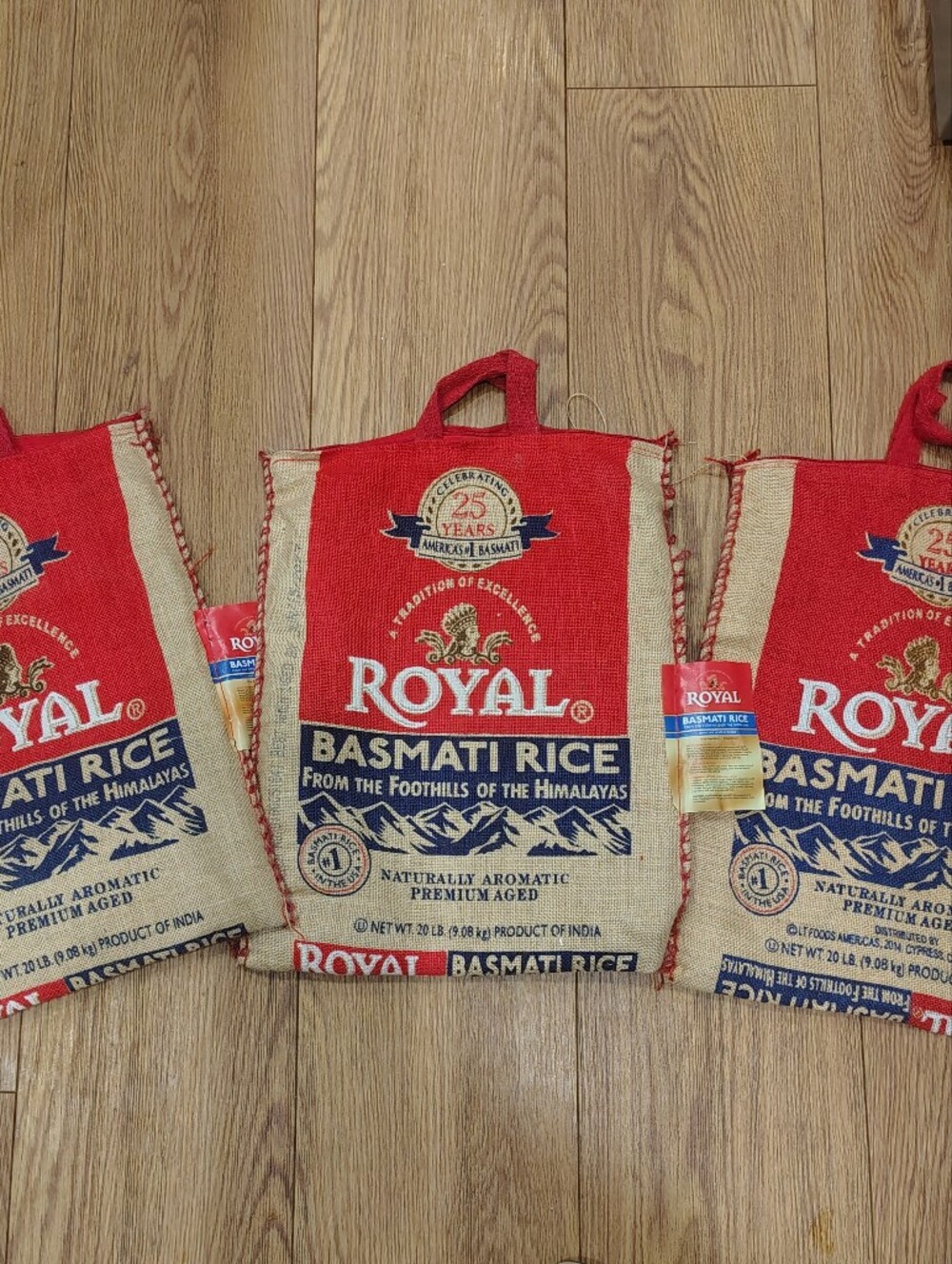 3 Royal Basmati Rice Jute Tote Bags